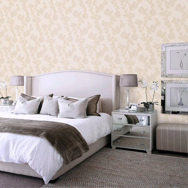 Super Durable Light Gray Flowered Embossed Wallpaper,Home Wall Decor, Aesthetic Wallpaper,Textured Wallcovering Non-Adhesive- 41.7”W X 393”H - Adawall -Houston Wallpaper Store - Walcoverings, Curtains & Wall Panels