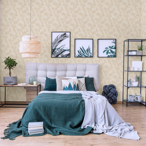 Super Durable Light Gray Flowered Embossed Wallpaper,Home Wall Decor, Aesthetic Wallpaper,Textured Wallcovering Non-Adhesive- 41.7”W X 393”H - Adawall -Houston Wallpaper Store - Walcoverings, Curtains & Wall Panels