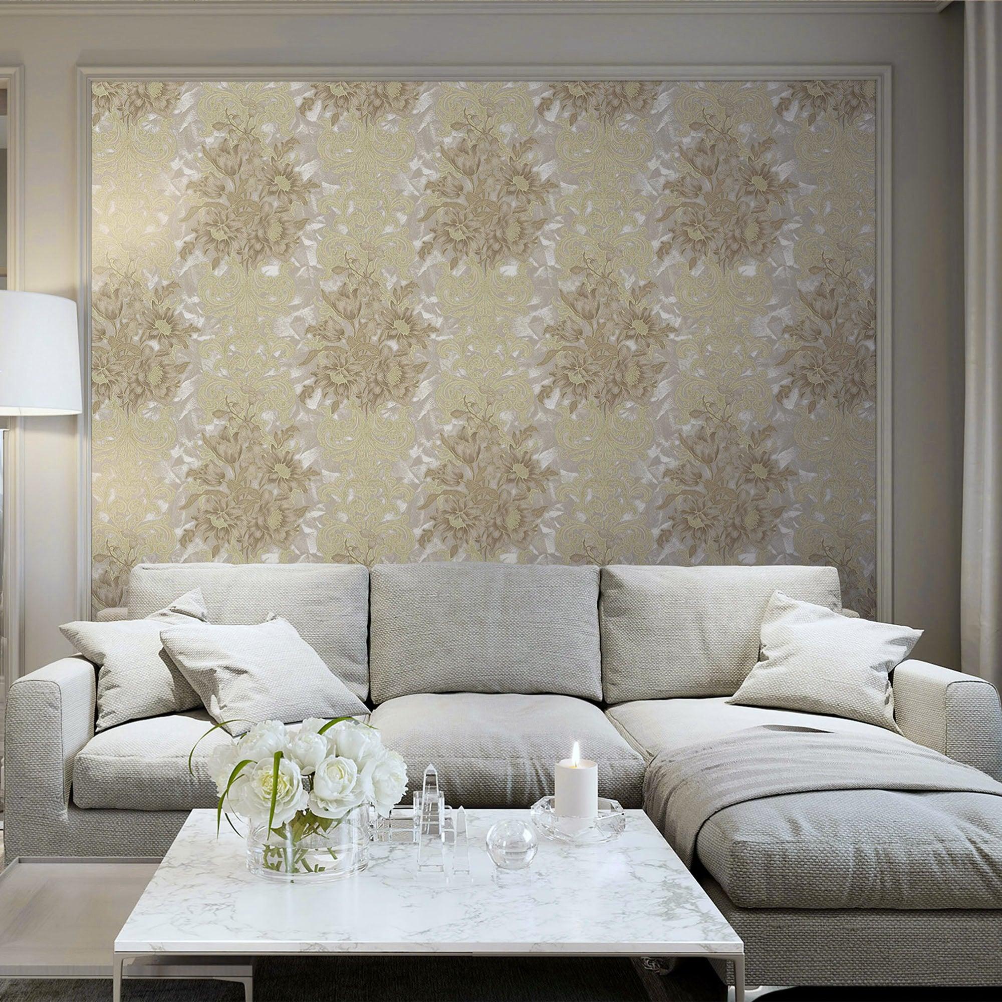 vintage white damask wallpaper