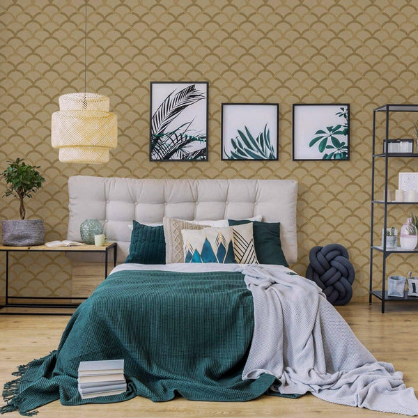 Tan Luxury Fish Scale Deep Embossed Wallpaper, 3D Textured Lace Patterns, Thick Wallcovering - Adawall -Houston Wallpaper Store - Walcoverings, Curtains & Wall Panels