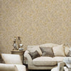 Textured Flowered Beige Gold Embossed Wallpaper, Home Wall Decor, Aesthetic Wallpaper, Textured Wallcovering Non-Adhesive- 41.7”W X 393”H - Adawall -Houston Wallpaper Store - Walcoverings, Curtains & Wall Panels