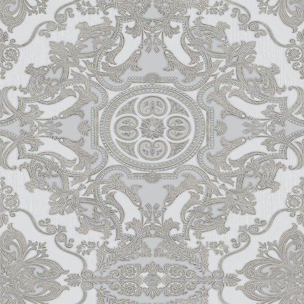 Timeless Design 3D Embossed Damask Wallpaper, Gray, Silver Luxury Velvet Feeling Wallcovering, Large 114 sq ft Roll - Adawall -Houston Wallpaper Store - Walcoverings, Curtains & Wall Panels