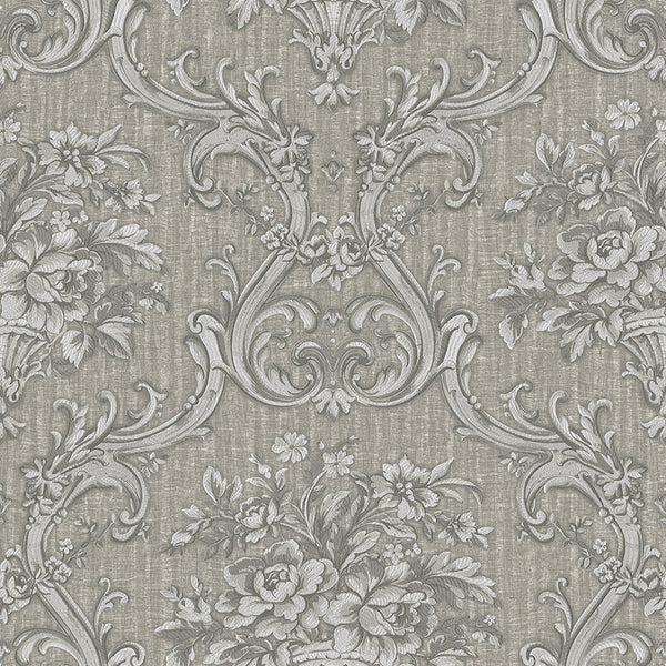Timeless Velvet Feel Damask Embossed Wallpaper, Silver 3D Textured, Flocked, Washable, Luxury Wall Decoration - Adawall -Houston Wallpaper Store - Walcoverings, Curtains & Wall Panels