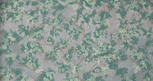 Tree Leaves Wall Mural, Birds Chinoiserie Wallpaper, Green Oversized Botanical Custom Size Wall Paper, Non-Woven, Modern Wall Art, Non-Pasted, Removable - Adawall -Houston Wallpaper Store - Walcoverings, Curtains & Wall Panels