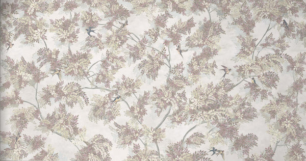 Tree Leaves Wall Mural, Birds Chinoiserie Wallpaper, Yellow Oversized Botanical Custom Size Wall Paper, Non-Woven, Modern Wall Art, Non-Pasted, Removable - Adawall -Houston Wallpaper Store - Walcoverings, Curtains & Wall Panels