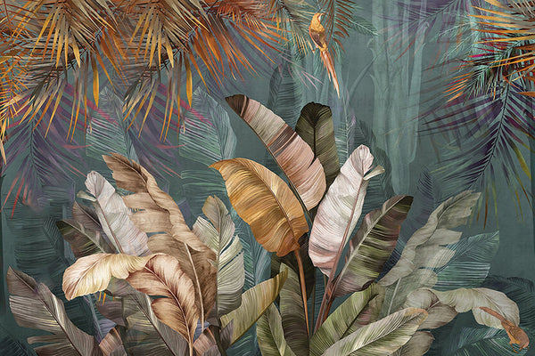 Tree Leaves Wall Mural, Green Extra Large Wallpaper, Custom Size Wall Covering, Non-Woven, Non-Adhesive, Removable, Washable, Modern Stylish - Adawall -Houston Wallpaper Store - Walcoverings, Curtains & Wall Panels
