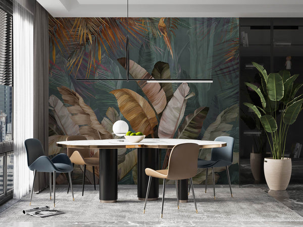 Tree Leaves Wall Mural, Green Extra Large Wallpaper, Custom Size Wall Covering, Non-Woven, Non-Adhesive, Removable, Washable, Modern Stylish - Adawall -Houston Wallpaper Store - Walcoverings, Curtains & Wall Panels
