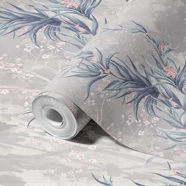 Tree Wall Mural, Blue Flowers Blossom Wallpaper, Extra Large Oversized Stylish Custom Size Wall Covering, Non-Woven, Non-Adhesive, Modern - Adawall -Houston Wallpaper Store - Walcoverings, Curtains & Wall Panels