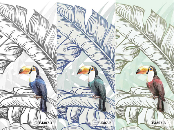 Tropical Animals Wallpaper, Blue Drawing Wall Mural, Custom Size Wall Covering, Non-Woven, Non-Pasted, Removable, Art - Adawall -Houston Wallpaper Store - Walcoverings, Curtains & Wall Panels