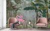Tropical Forest Wall Mural, Flamingos, Zebra, Animals Wallpaper, Custom Size, Dark Green Oversized Print, Wall Art, Nature Theme, Jungle, Removable - Adawall -Houston Wallpaper Store - Walcoverings, Curtains & Wall Panels