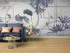 Tropical Jungle Wall Mural, Forest Wallpaper, Purple Tree Leaf Bird, Custom Size, Non-Woven, Modern Wall Paper, Non-Pasted, Washable, Removable - Adawall -Houston Wallpaper Store - Walcoverings, Curtains & Wall Panels