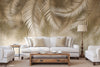 Tropical Tree Leaves Wallpaper, Above the Bed Wall Mural, Beige Leaves Custom Size Wall Covering, Non-Woven, Non-Pasted, Washable, Removable - Adawall -Houston Wallpaper Store - Walcoverings, Curtains & Wall Panels