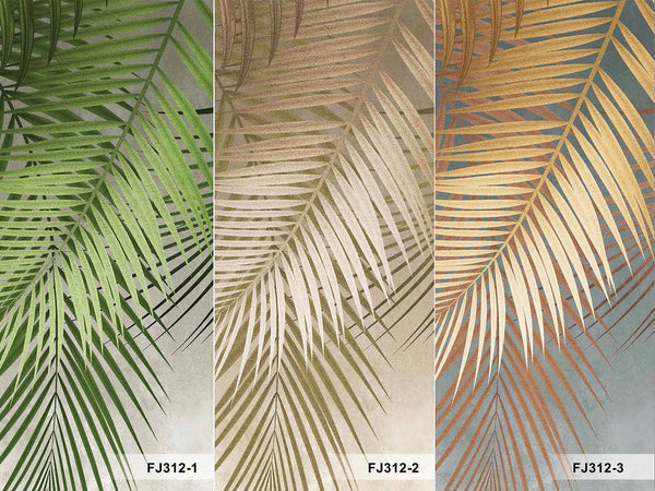 Tropical Tree Leaves Wallpaper, Above the Bed Wall Mural, Green Leaves Custom Size Wall Covering, Non-Woven, Non-Pasted, Washable, Removable - Adawall -Houston Wallpaper Store - Walcoverings, Curtains & Wall Panels