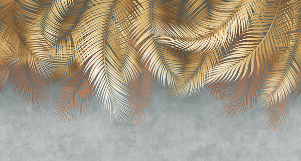 Tropical Tree Leaves Wallpaper, Above the Bed Wall Mural, Yellow Leaves Custom Size Wall Covering, Non-Woven, Non-Pasted, Washable, Removable - Adawall -Houston Wallpaper Store - Walcoverings, Curtains & Wall Panels