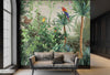 Tropical Wall Mural, Nature Palm Tree Red Parrot Wallpaper, Jungle Forest Theme, Non-Woven, Non-Adhesive, Removable, Exotic Wall Print Art, Interior Decor - Adawall -Houston Wallpaper Store - Walcoverings, Curtains & Wall Panels