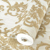 Victorian Damask Striped Wallpaper, Gold, White Rich Textured Embossed Wall Paper, Extra Wide 114 sq ft Roll, Wall Decor, Sturdy, Washable - Adawall -Houston Wallpaper Store - Walcoverings, Curtains & Wall Panels