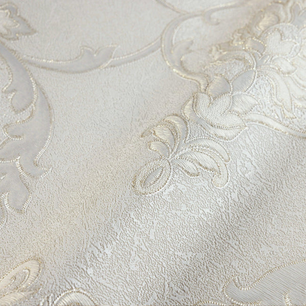 white Italian Damask Embossed Wallpaper, Sparkling Neutral Colors Luxury Wallcovering - Adawall -Houston Wallpaper Store - Walcoverings, Curtains & Wall Panels