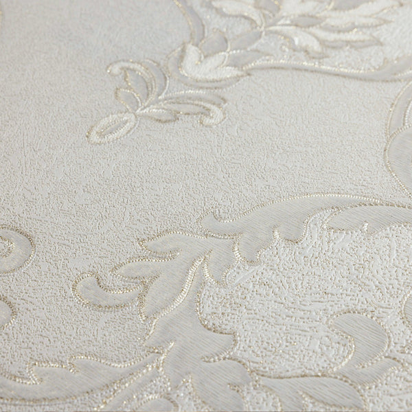 white Italian Damask Embossed Wallpaper, Sparkling Neutral Colors Luxury Wallcovering - Adawall -Houston Wallpaper Store - Walcoverings, Curtains & Wall Panels