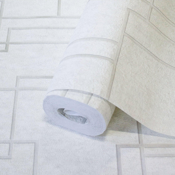 White Modern Lines Geometric Wallpaper, Contemporary 3D Embossed Wallcovering, Abstract Bold - Adawall -Houston Wallpaper Store - Walcoverings, Curtains & Wall Panels