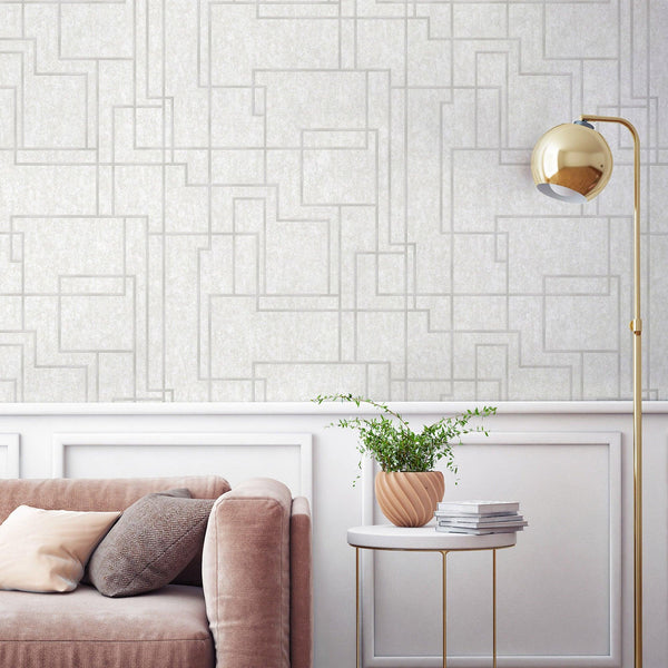 White Modern Lines Geometric Wallpaper, Contemporary 3D Embossed Wallcovering, Abstract Bold - Adawall -Houston Wallpaper Store - Walcoverings, Curtains & Wall Panels