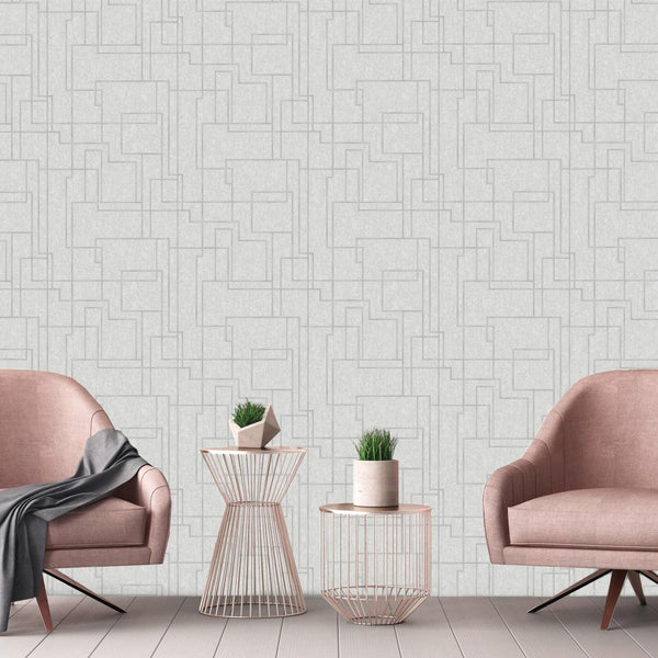 White Modern Lines Geometric Wallpaper, Contemporary 3D Embossed Wallcovering, Abstract Bold - Adawall -Houston Wallpaper Store - Walcoverings, Curtains & Wall Panels
