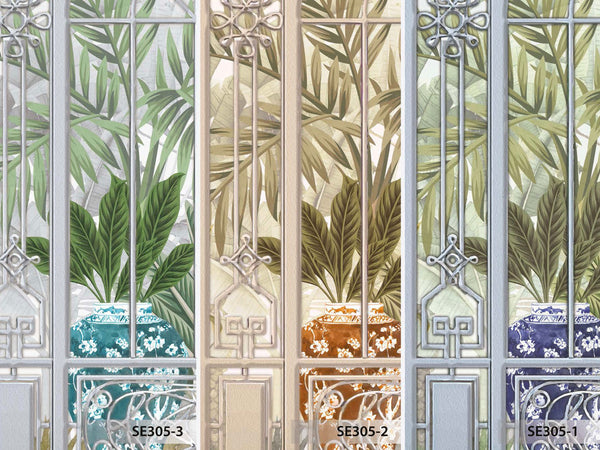 Windows Trees Wallpaper, Light Beige Nature Scenic View Wall Mural, Tropical, Custom Size Wall Art, Non-Woven, Non-Adhesive, Removable, Durable, Large - Adawall -Houston Wallpaper Store - Walcoverings, Curtains & Wall Panels