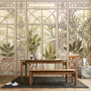 Windows Trees Wallpaper, Light Beige Nature Scenic View Wall Mural, Tropical, Custom Size Wall Art, Non-Woven, Non-Adhesive, Removable, Durable, Large - Adawall -Houston Wallpaper Store - Walcoverings, Curtains & Wall Panels