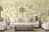 Yellow Botanical Wall Mural, Butterfly Flowers Chinoiserie Wallpaper, Nature Theme Custom Size Wall Covering, Non-Woven, Non-Pasted, Removable, Washable - Adawall -Houston Wallpaper Store - Walcoverings, Curtains & Wall Panels