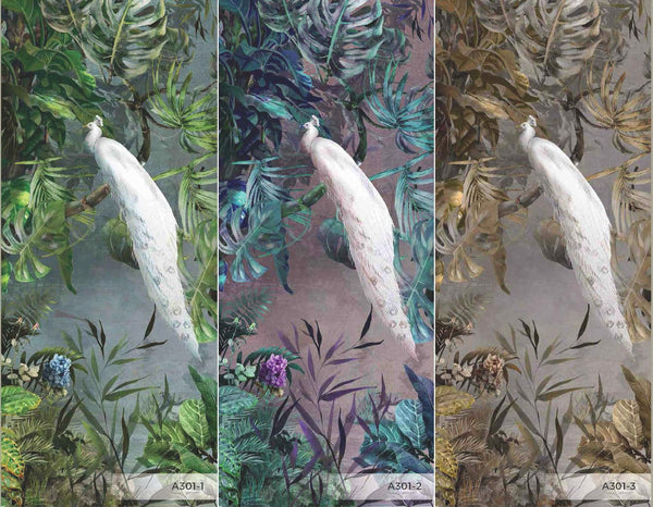 Yellow Elegant Chinoiserie Peacock Wall Mural Floral Leaves Wallpaper, Custom Wall Mural, Non-Adhesive, Washable, Extra Large, Removable, Home Decor Wall Art - Adawall -Houston Wallpaper Store - Walcoverings, Curtains & Wall Panels