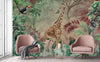 Yellow Tropical Forest Theme Wallpaper, Animals Wall Mural, Giraffe, Birds, Leaves, Jungle, Non-Pasted, Large Wall Art, Removable, Nature Theme - Adawall -Houston Wallpaper Store - Walcoverings, Curtains & Wall Panels