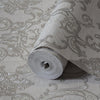 Damask Flocked Velvet Feel Wallpaper, White, Light Gray Deep 3D Embossed Quilted Texture Luxury Wallcovering, Non-Woven - Adawall -Houston Wallpaper Store - Walcoverings, Curtains & Wall Panels