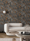 Anthracite and Copper Textured Wallpaper, Natural Wallpaper, Modern & Minimalist Wall Covering,Modern Look Neutral Colors Glittering Wallcovering