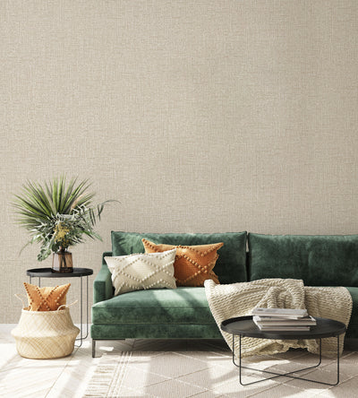 Beige Fabric Textured Wallpaper, Natural Wallpaper, Modern & Minimalist Wall Covering,Modern Look Neutral Colors Glittering Wallcovering