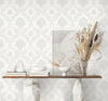Patterned Cream Embossed Wallpaper, Textured Wallpaper,Natural Wallpaper, Modern & Minimalist Wall Covering,Modern Look Neutral Colors Glittering Wallcovering