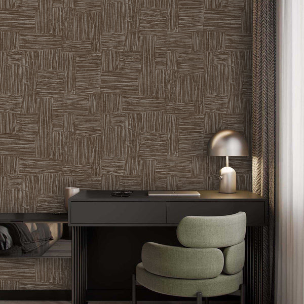 Dark Brown Wallpaper, Natural Wallpaper, Modern & Minimalist Wall Covering,Modern Look Neutral Colors Glittering Wallcovering