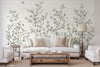 Chinoiserie Floral Blossoms Wall Mural, Ivory Botanical Tree Flowers Wallpaper, Custom Size Wall Covering, Non-Woven, Non-Adhesive, Removable, Washable - Walloro Luxury Embossed Textured Wallpaper 