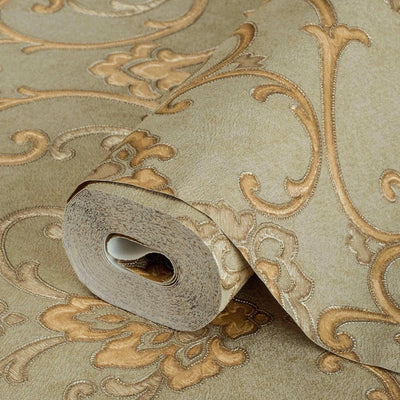 Beautiful Damask Deep Embossed Wallpaper, 3D Textured Wallcovering, Traditional, Extra Large 114 sq ft Roll, Elegant Wallpaper, Washable - Adawall -Houston Wallpaper Store - Walcoverings, Curtains & Wall Panels