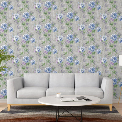 Beautiful Embossed Floral Wallpaper, Rich Textured Wallcovering, Traditional, Green Blue, Extra Large 114 sq ft Roll, Flowers Wall Paper - Adawall -Houston Wallpaper Store - Walcoverings, Curtains & Wall Panels