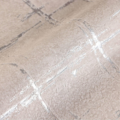 Beige Abstract Metallic Lines Wallpaper, 3D Deep Embosed Silver Gold Rustic Geometric Interior Decor - Adawall -Houston Wallpaper Store - Walcoverings, Curtains & Wall Panels