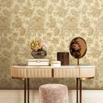 Beige Charming Floral Deep Embossed Wallpaper, Bloom Blossom Flower Design Interior Wall Decor - Adawall -Houston Wallpaper Store - Walcoverings, Curtains & Wall Panels