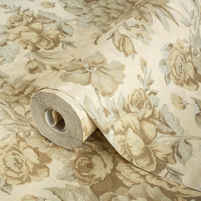 Beige Charming Floral Deep Embossed Wallpaper, Bloom Blossom Flower Design Interior Wall Decor - Adawall -Houston Wallpaper Store - Walcoverings, Curtains & Wall Panels