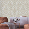 Beige Deep Embossed Wallpaper, Light Gray, White Luxury 3D Non-Pasted Wallcovering, Shimmering, Traditional Non-Woven Wall Decor - Adawall -Houston Wallpaper Store - Walcoverings, Curtains & Wall Panels