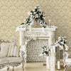 Beige, Gold Luxury 3D Damask Wallpaper, Premium Sparkling Velvet Feeling Flocked Wallcovering - Adawall -Houston Wallpaper Store - Walcoverings, Curtains & Wall Panels