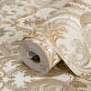 Beige, Gold Luxury 3D Damask Wallpaper, Premium Sparkling Velvet Feeling Flocked Wallcovering - Adawall -Houston Wallpaper Store - Walcoverings, Curtains & Wall Panels