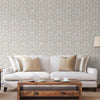 Beige Lace Trellis Wallpaper, Shiny Silver Gold Patterns Faded Colors Damask Design - Adawall -Houston Wallpaper Store - Walcoverings, Curtains & Wall Panels