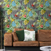 Birds Deep Embossed Wallpaper, Black, Red, Orange Stylish 3D Textured Tropical Plants Wallcovering - Adawall -Houston Wallpaper Store - Walcoverings, Curtains & Wall Panels