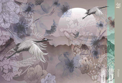 Birds Scene Wall Mural, Botanical Tropical Wallpaper, Nature, Customized Wall Mural, Durable, Non-Woven Wall Paper, Non-Adhesive, Removable - Adawall -Houston Wallpaper Store - Walcoverings, Curtains & Wall Panels