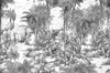 Black and White Palm Trees Drawing Wallpaper, Large Hand Drawn Wall Mural, Custom Size Wall Covering, Non-Woven, Non-Pasted, Washable, Removable - Walloro High End Wallcoverings & More