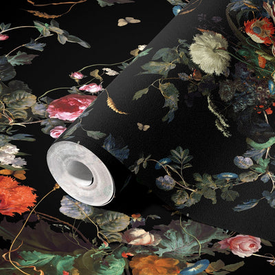 Black Large Peony Floral Wall Mural, Floral Flowers Wallpaper, Oversized Elegant Custom Size Wall Art, Non-Woven, Non-Pasted, Removable - Adawall -Houston Wallpaper Store - Walcoverings, Curtains & Wall Panels