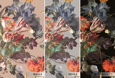 Black Large Peony Floral Wall Mural, Floral Flowers Wallpaper, Oversized Elegant Custom Size Wall Art, Non-Woven, Non-Pasted, Removable - Adawall -Houston Wallpaper Store - Walcoverings, Curtains & Wall Panels